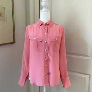 NWOT J.Crew SZ 00 Women's 100% Silk Rose Pink Blythe Button Down Blouse